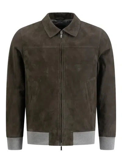 Doriani Cashmere Suede Jacket In Brown