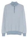 Doriani Cashmere Zip Ribbed Sweater In Blue