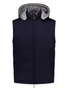 Doriani Hooded Quilted Gilet In Blue