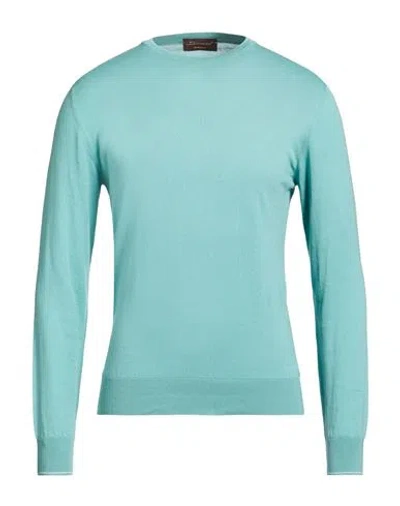Doriani Man Sweater Turquoise Size 40 Cotton In Blue