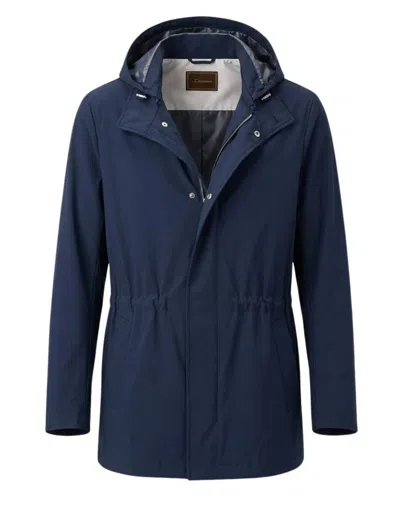 Doriani Men's Long Sleeves Hooded Raincoat In Navy In Blue