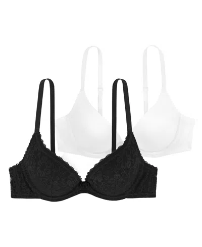 Dorina Women's Sonia 2 Pc. All Lace Push Up Bra, D17256a5-2p-z03 In Black,white