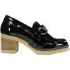 Dorking By Fluchos Women's Oprah Heeled Leather Shoes In Black Dat/leather Combo In Black