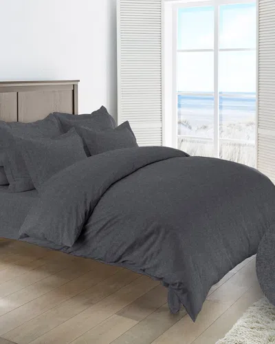 Dormisette 250 Thread Count Luxury German Flannel Charcoal Ultra Soft Duvet Set In Gray