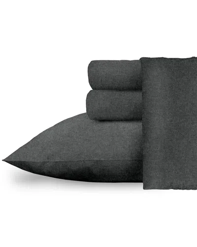 Dormisette 250 Thread Count Luxury German Flannel Hemstitch Sheet Set In Black