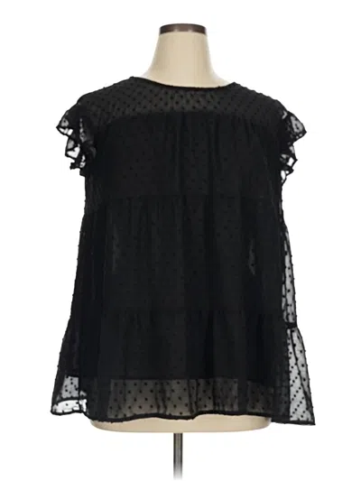 Pre-owned Dorose Short Sleeve Blouse In Black