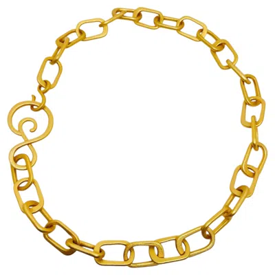 Pre-owned Dorota Lasak Gold Plated Matte Finish Massive Link Chain Designer Necklace By  In Multi