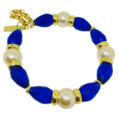 Pre-owned Dorota Lasak Paris 1980s Collection - Gold Plated Chain Glass Beads Bracelet By  In Multi