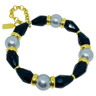 Pre-owned Dorota Lasak Paris 1980s Collection - Gold Plated Chain Glass Beads Bracelet By  In Multi
