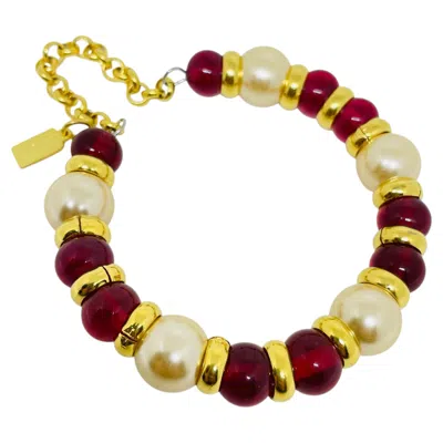 Pre-owned Dorota Lasak Paris 1980s Collection - Gold Plated Chain Glass Beads Bracelet By  In Multi