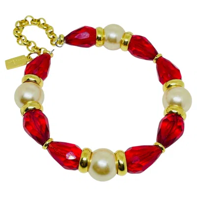 Pre-owned Dorota Lasak Paris 1980s Collection - Gold Plated Chain Glass Beads Bracelet By  In Multi