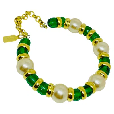 Pre-owned Dorota Lasak Paris 1980s Collection - Gold Plated Chain Glass Beads Bracelet By  In Multi