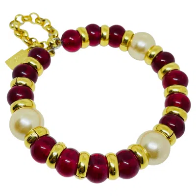 Pre-owned Dorota Lasak Paris 1980s Collection - Gold Plated Chain Glass Beads Bracelet By  In Multi