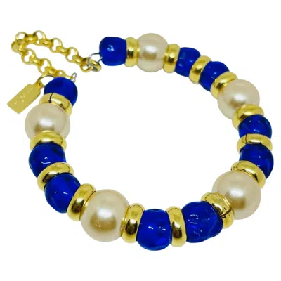 Pre-owned Dorota Lasak Paris 1980s Collection - Gold Plated Chain Glass Beads Bracelet By  In Multi