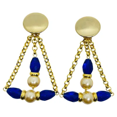 Pre-owned Dorota Lasak Paris 1980s Collection - Gold Plated Chain Glass Beads Earrings By  In Multiple