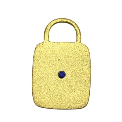 Dorota Lasak Women's Gold / Blue 22k Solid Gold Sapphire Square Charm In Multi