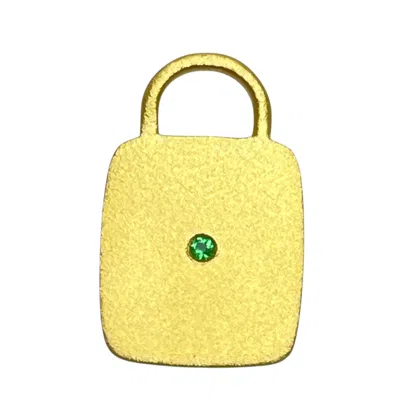 Dorota Lasak Women's Gold / Green 22k Solid Gold Emerald Square Charm In Multi