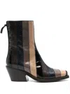 Dorothee Schumacher Patchwork Striped Western-style Chelsea Boots In Brown