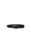 Dorothee Schumacher Calf Leather Belt With Twisted Signature Buckle In Black