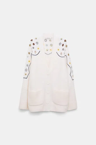 Dorothee Schumacher Alpaca-blend Cardigan With Embroidery In White