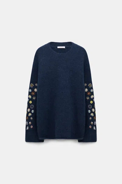 Dorothee Schumacher Alpaca-blend Pullover With Embroidery In Blue