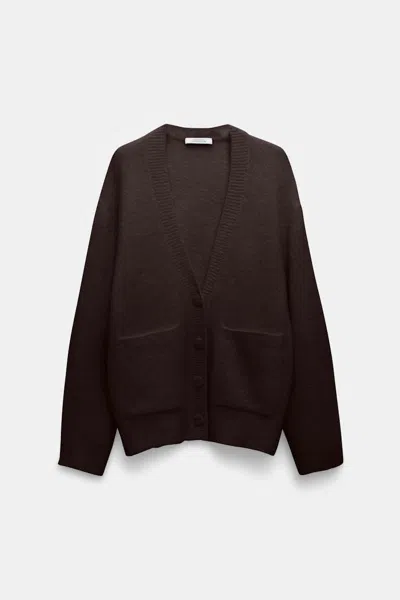 Dorothee Schumacher Alpaca Mix Deep V-neck Cardigan In Brown