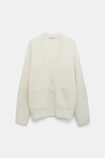 Dorothee Schumacher Alpaca Mix Deep V-neck Cardigan In White