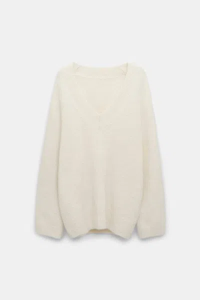 Dorothee Schumacher Alpaca Mix Round Neck Knit Pullover In White