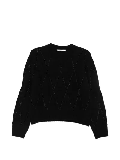 Dorothee Schumacher Argyle-pattern Sweater In Black