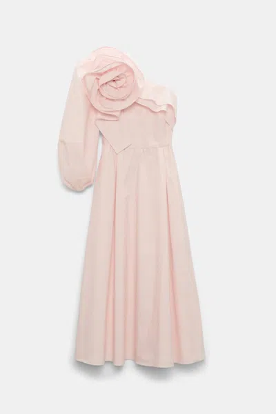 DOROTHEE SCHUMACHER ASYMMETRIC COTTON POPLIN DRESS WITH XL FLOWER