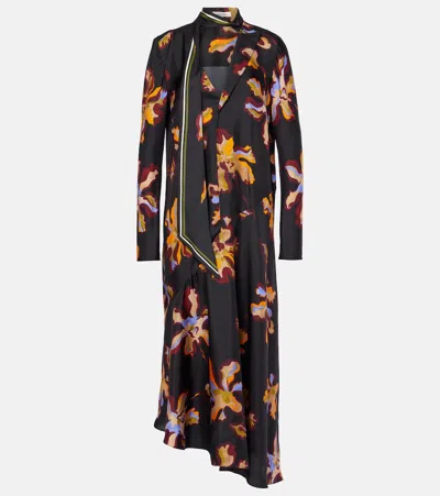 Dorothee Schumacher Asymmetric Printed Silk Twill Midi Dress In Multicoloured 1