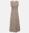 Dorothee Schumacher Autumn Sparkle Fringe-trim Knit Maxi Dress In Braun