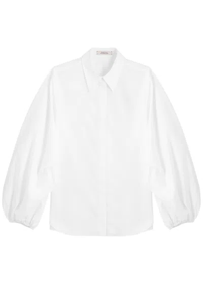 Dorothee Schumacher Balloon-sleeve Stretch-cotton Poplin Shirt In White