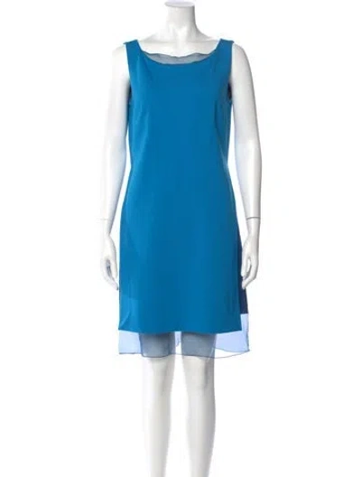 Pre-owned Dorothee Schumacher Bateau Neckline Midi Length Dress In Blue