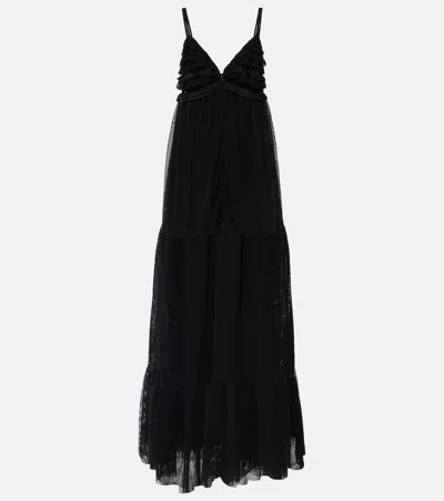 Dorothee Schumacher Beautiful Dream Cotton And Silk Maxi Dress In Tulle And Ribbon Details
