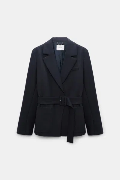Dorothee Schumacher Belted Blazer In Virgin Wool Blend In Black