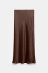 Dorothee Schumacher Bias Cut Midi-skirt In Silk Satin In Black