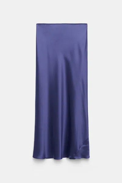 Dorothee Schumacher Bias Cut Midi-skirt In Silk Satin In Purple