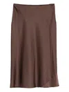 Dorothee Schumacher Bias-cut Satin Midi Skirt In Brown