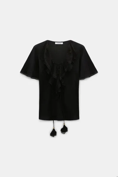 Dorothee Schumacher Blouse-style T-shirt With Laced Plastron In Black