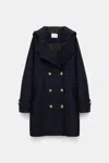 Dorothee Schumacher Bonded Wool Flannel Coat With Hood In Blue