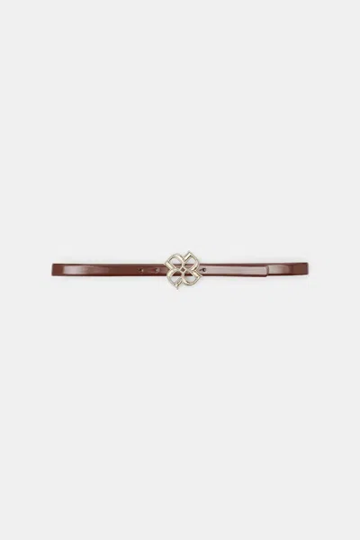DOROTHEE SCHUMACHER BOXCALF BELT WITH D-ROSE BUCKLE