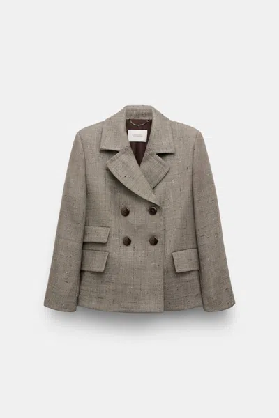 Dorothee Schumacher Boxy Blazer In Virgin Wool In Brown