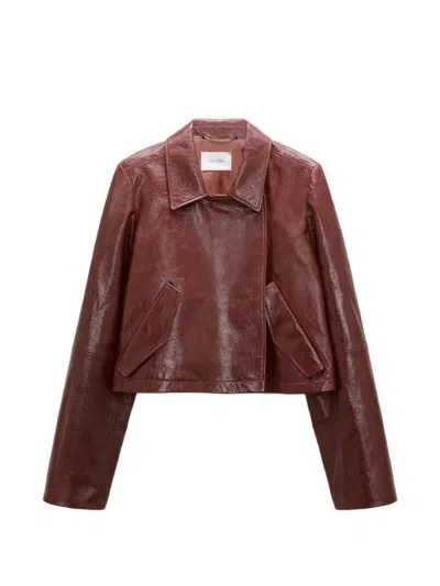 Dorothee Schumacher Broken Shine Leather Jacket In Brown