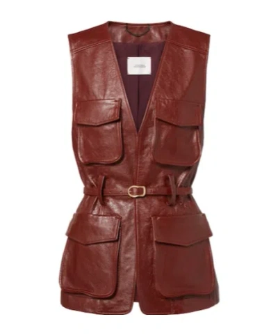 Dorothee Schumacher Broken Shine Leather Vest In Red