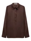 Dorothee Schumacher Popover Blouse In Silk Satin In Brown