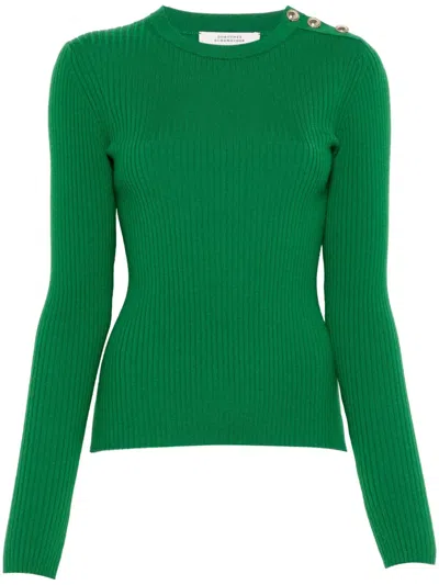 Dorothee Schumacher Buttoned-shoulder Sweater In Green