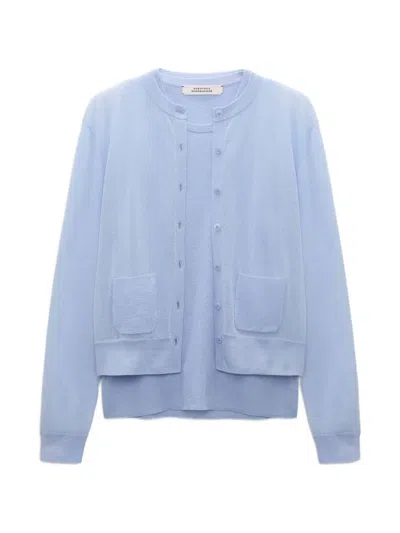 Dorothee Schumacher Button-fastening Patch-pocket Cardigan In Blue