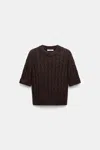 Dorothee Schumacher Sheer Softness Cable-knit Sweater In Brown