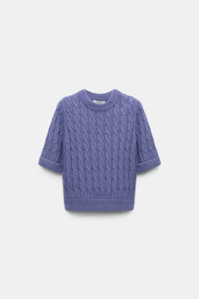 Dorothee Schumacher Cable Knit Short Sleeve Pullover In Purple